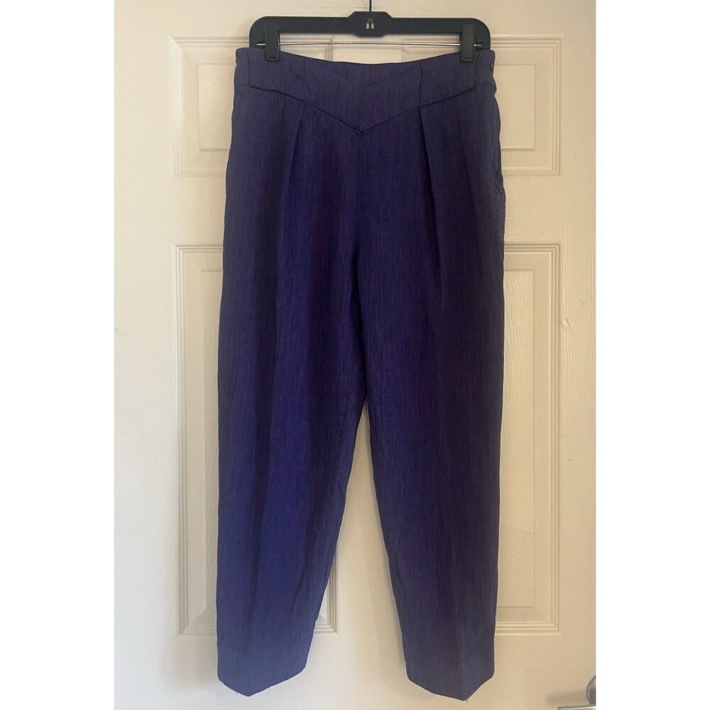 VTG Byblos Italy Pleated V Waist Trousers Pants 46 US 10 Purple Indigo High Rise